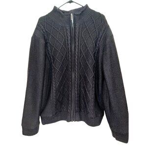 Tricots St Raphael Black Full-Zip Sweater XL 100% Acrylic Shell Polyester Lining